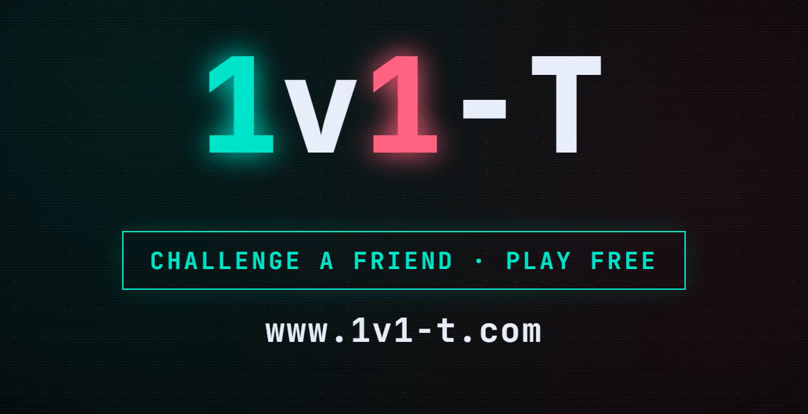 El logo de 1v1-T: «Challenge a friend, play free», www.1v1-t.com